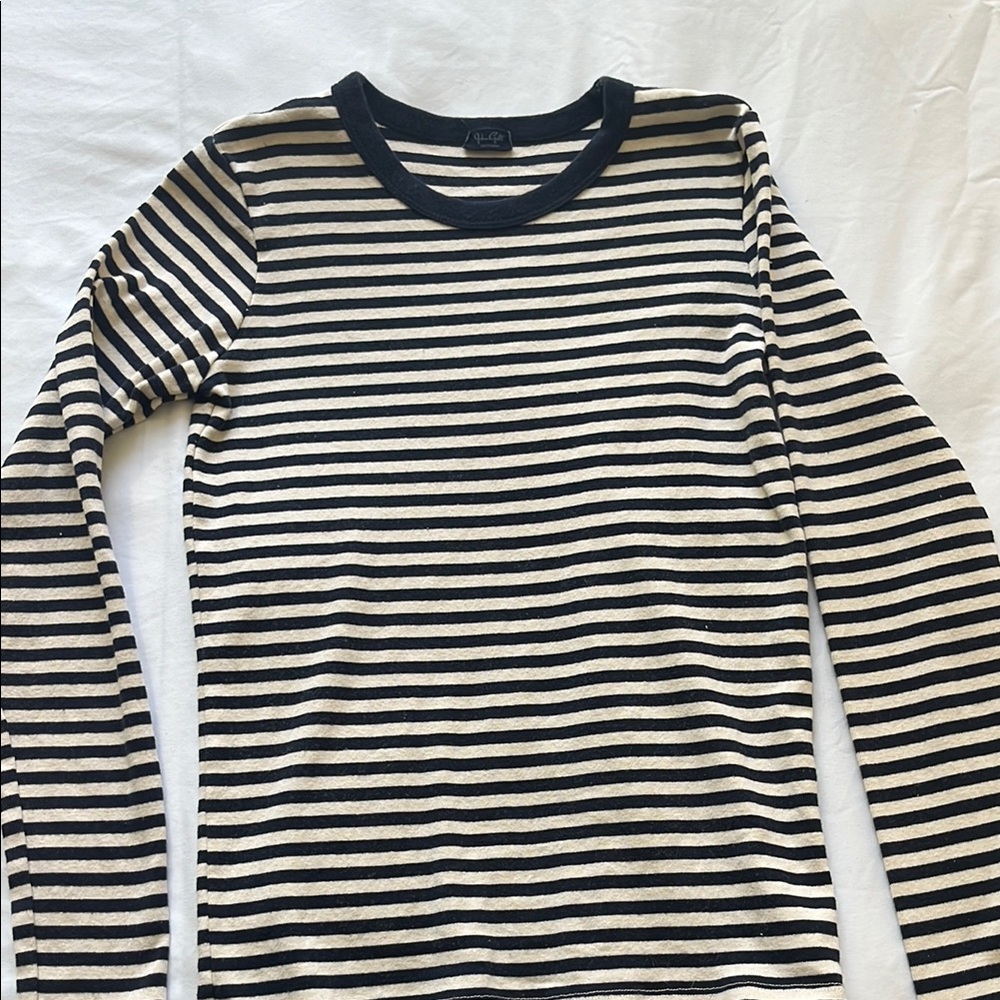 J.Crew Navy and White Striped Long Sleeve Shirt